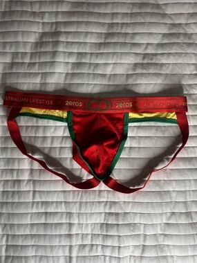 2EROS Red Athletic Jockstrap with Green Trim